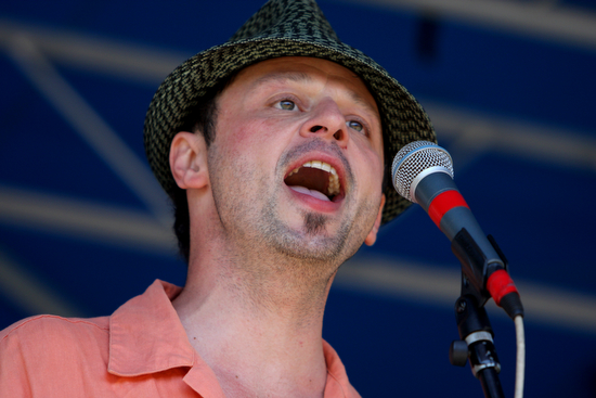 Elliot Gorton, singer of Blues Frenzy, performs at the blues festival in 2010. (UptownMessenger.com file photo by Sabree Hill)
