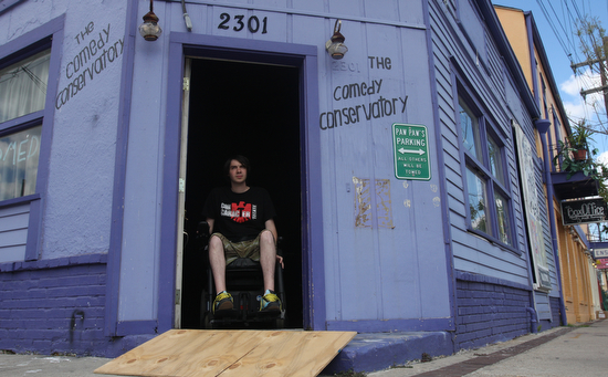 Comedian Jonah Bascle at La Nuit Comedy Theater on Freret Street in April 2011. (UptownMessenger.com file photo by Sabree Hill)