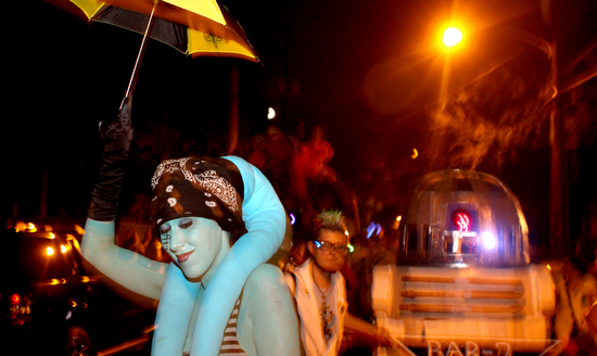 The Intergalactic Krewe of Chewbacchus -- shown here on Oak Street in 2011 -- are stalwarts of the Mid-Summer Mardi Gras parade, which this year is set for Aug. 23. (UptownMessenger.com file photo)