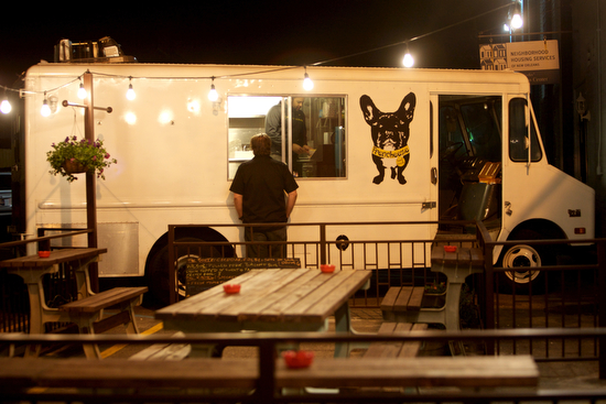 Frencheeze food truck at Publiq House. The patio is designed to make room for food trucks to pull up. (Sabree Hill, UptownMessenger.com)