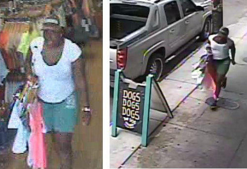 Surveillance photo from an Aug. 18 shoplifting in the 3300 block of Magazine Street. (image via NOPD)
