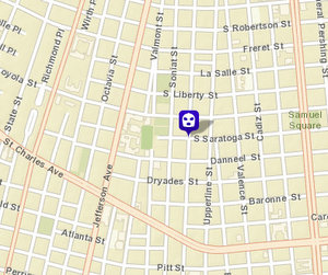 Carjacking on South Saratoga. (map via NOPD)