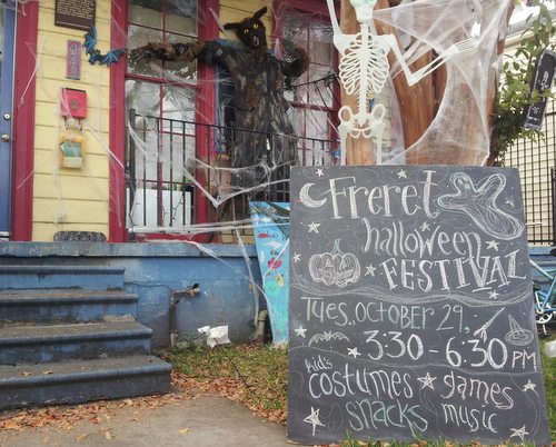 The Freret Neighborhood Center announces Tuesday's Halloween festival. (Robert Morris, UptownMessenger.com)
