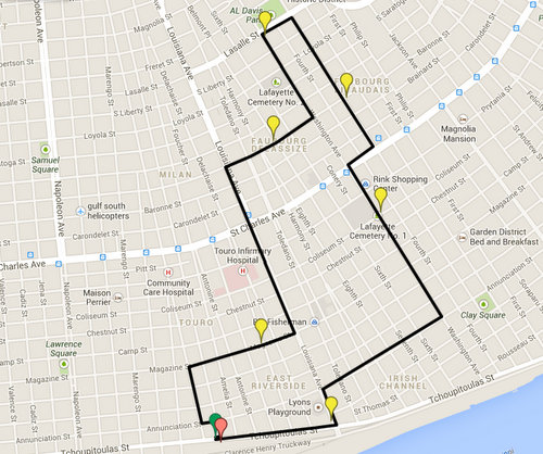 Map of Prince of Wales second line route (via Google maps)