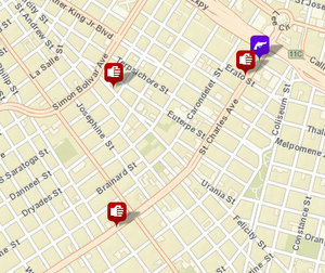 Three incidents were reported on the Uptown parade route over the weekend -- two simple battery cases, and one gun arrest. (via NOPD crime mapping)