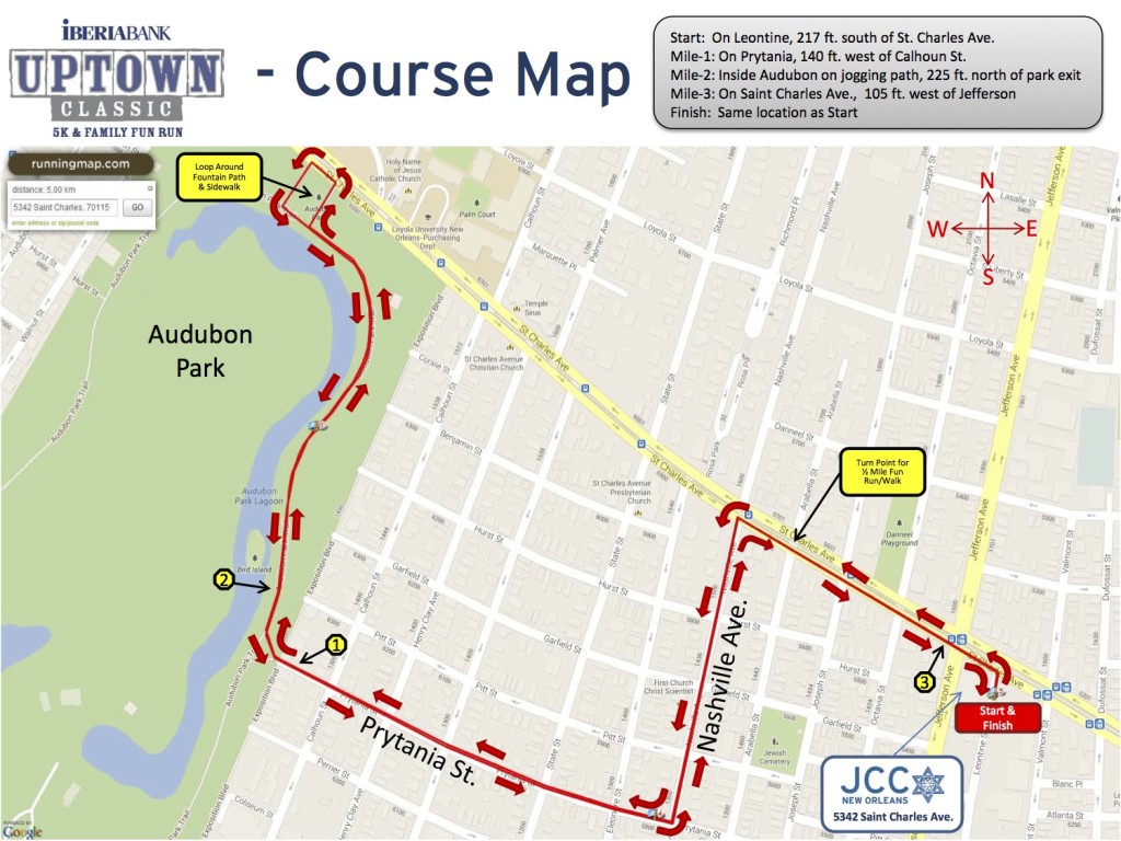 The Uptown 5K and Family Run route map (via nolarunning.com)
