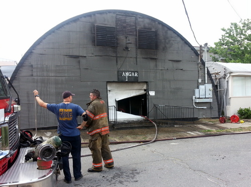 The Hangar nightclub on South Rendon Street was damaged by fire Wednesday afternoon. (Robert Morris, UptownMessenger.com)