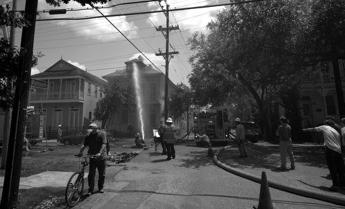 Firefighters battle a blaze on Valmont Street. (photo courtesy of Bob Perrin)