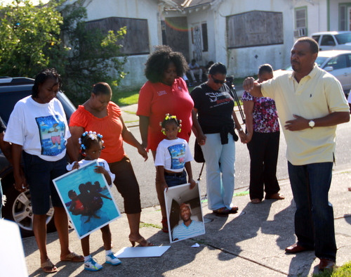 Images from a vigil Thursday afternoon for Anthony David Simon Jr., who was shot to death in February on Monroe Street. (Robert Morris, UptownMessenger.com)
