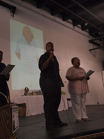 Brian Nelson, big chief Guardians of the Flame, discusses the sphere of influence of the Mardi Gras Indians have in their community. (Zach Brien, UptownMessenger.com)