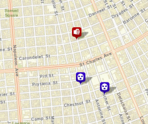 Two robberies in the Touro area last week and an aggravated assault on Baronne Street are all believed to be related, police said Wednesday. (map via NOPD)