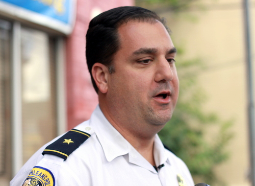 NOPD Second District Commander Paul Noel speaks outside the Second District station on Magazine Street in October 2014. (UptownMessenger.com file photo by Robert Morris)