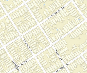 The 900 block of First sits between Constance and Laurel. (map via NOPD)