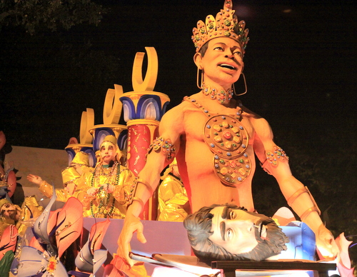 The Krewe of Hermes "Salome" float rolls up Napoleon Avenue. (Robert Morris, UptownMessenger.com)
