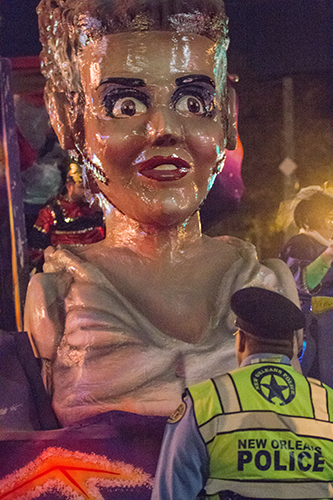 The Bride of Frankenstein stares down an NOPD officer. (Zach Brien, UptownMessenger. - IMG_3928