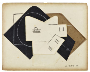 Collage by the French artist Henri Laurens (1885-1954), titled La Guitare Rose, signed and dated 1918 (est. $30,000-$60,000).