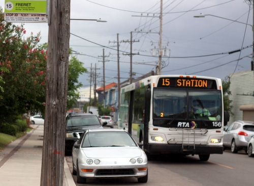 The No. 15 bus passes on Freret Street on Friday, July 8, 2016. The route is scheduled to be extended to Canal Street in September. (Robert Morris, UptownMessenger.com)