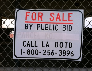 The "for sale" sign on the ferry landing. (photo by Jean-Paul Villere for UptownMessenger.com)