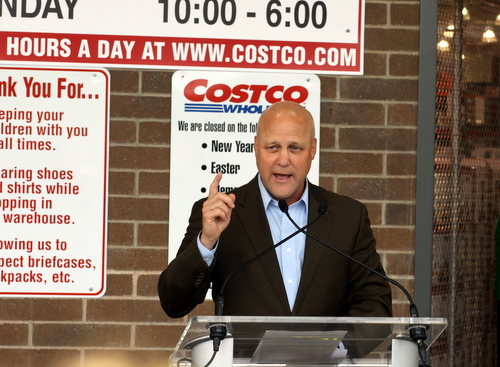 Mayor Mitch Landrieu speaks during the grand opening of Costco. (Robert Morris, UptownMessenger.com)