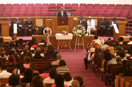 The funeral of 1 year-old  Londyn Samuels at New Hope Baptist Church Saturday morning.  (Sabree Hill, UptownMessenger.com)