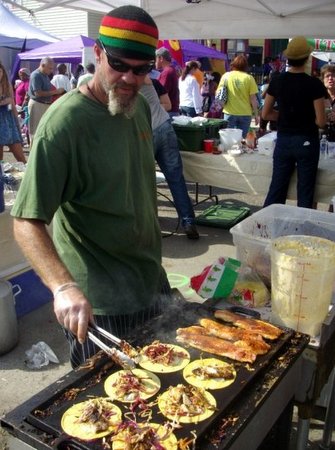 Woody Ruiz serves fish tacos from his stand at the Freret Market in 2011. (via Facebook)