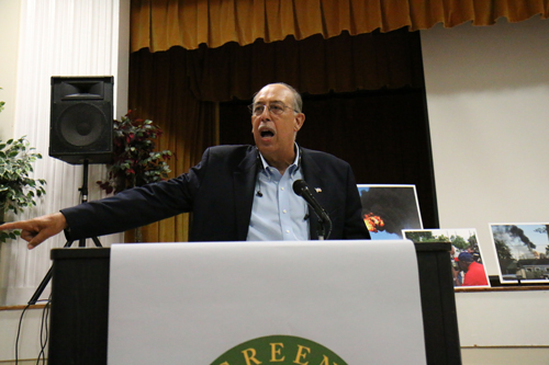 Retired Gen. Russell Honore speaks at the GreenARMY Katrina commemoration at Xavier University. (Zach Brien for UptownMessenger.com)