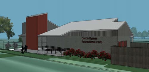 A rendering of the proposed new concessions building at Cuccia Byrnes playground. (via City of New Orleans)
